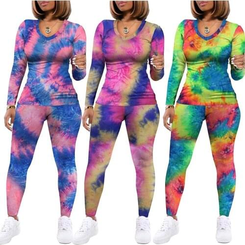 Two-piece womens suits 2-piece womens home furnishing suits 2-piece suits Long T-shirt trousers o-neck printing sexy wholesale