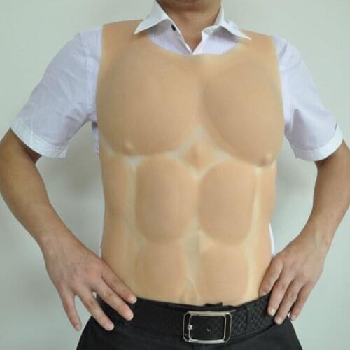 Male Silicone Muscle Vest Halloween New Role Playing Strong Man Big Muscle Props Hot Birthday Gift Fitness Trimmer