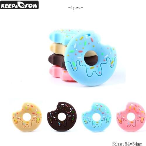 Keep&Grow 1pc Donut Silicone Teether Round Baby Teething Toys Safe Food Grade Teether DIY Teething Necklace Nursing Accessories