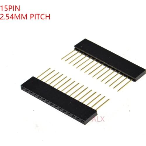 10PCS 15 PIN Single Row Straight FEMALE PIN HEADER 2.54MM PITCH pin long 11MM Strip Connector Socket 1X15 15PIN FOR arduino PCB