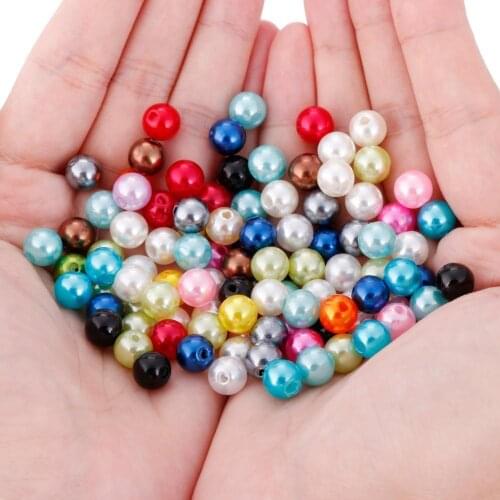 100PCS 6/8mm DIY Acrylic Round Spacer Loose Beads Lmitation Pearls For Necklace Bracelet Earrings Jewelry