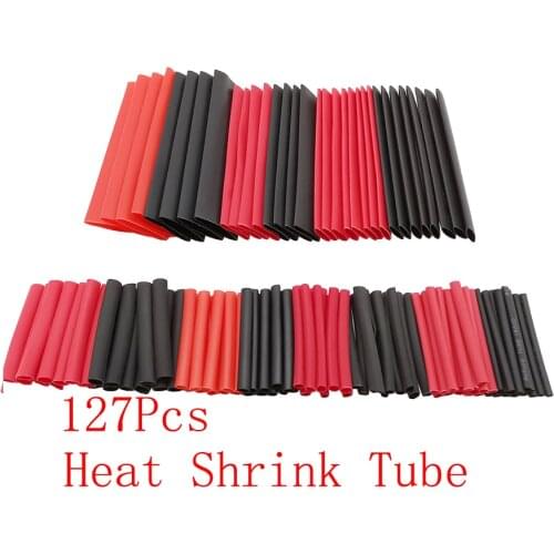 127Pcs/Set Red Black Heat Shrink Tube Shrinking Assorted Polyolefin Insulation Heat Shrinkable Sleeve Wire Cable Protector Wrap