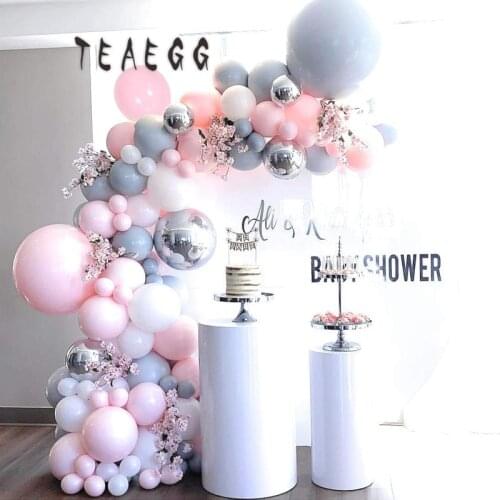 136pcs Pink Mixed Pastel Balloon Wedding Decoration Foil Arch Set For Girl Boys Birthday Party Background Wall Decoation Ballon