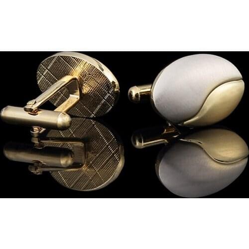 2018 High Grade Gold Sliver Two-Tone Mens Shirt Cufflinks Gold Brushed Cufflinks Wedding Sleeves