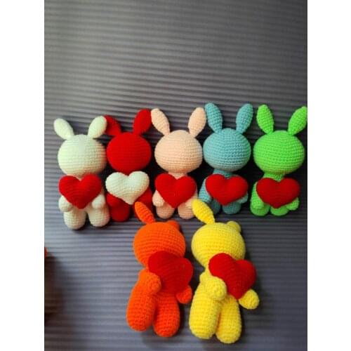 2020 cute handmade rabbit dolls combination crochet toy gift knit doll best birthday weddings gifts (finished, non-DIY)