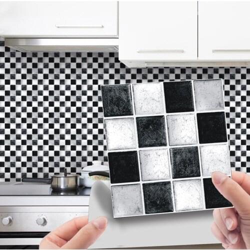 25# 10pcs 3d Mosaic Crystal Tile Stickers Diy Bathroom Waterproof Self-adhesive Wall Sticker Creative Porcelain Magic Sticker