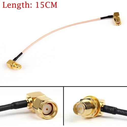 Artudatech 5PCS WIFI Extension Cable RP SMA Female To RP SMA Male Right Angle RG178 15CM 6" Connector Parts