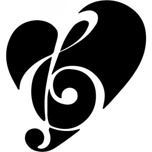 Car Stickers Love Music Fashion PVC Car Decoration Accessories Decals Creative Waterproof Sunscreen Black/white,16cm*15cm