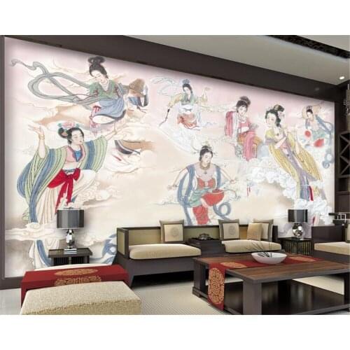 Beibehang photo 3d wallpaper Chinese Seven Fairy Ancient Ladies Makeup Living Room Bedroom TV Background wallpaper for walls 3D