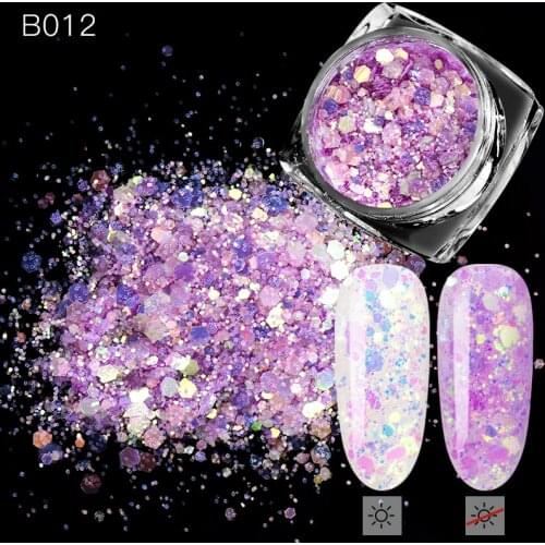Glitter Powder for Nails Flakes Sparkly 3D Colored Acrylic Nail Powder Sequins Polish Manicure Nails Art Decorations