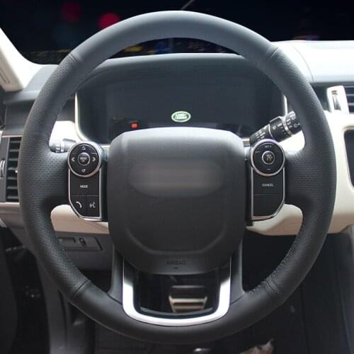 Black Artificial Leather Car Steering Wheel Cover for Land Rover Range Rover 2014 2015