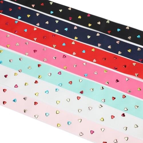 HSDRIBBON Free Shipping 38mm 1-1/2inch HSD-Genuine Colorful Love Heart metal Foil on Grosgrain Ribbon