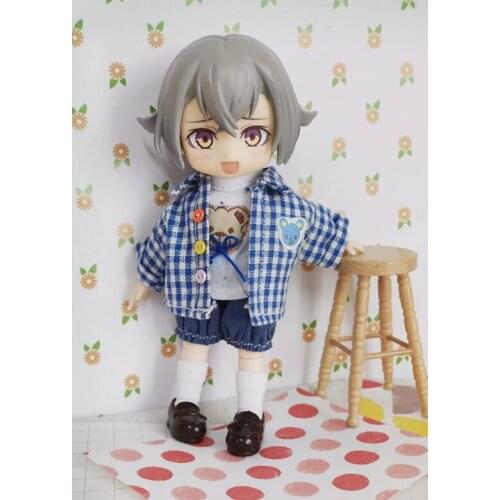Plaid Shirt Suit Ob11 Clothes Cute Animal Series 16cm Doll Obitsiu 11 Clothes GSC YMY P9 Universal Accessory