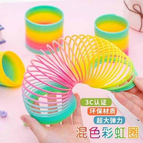 Colorful rainbow circle jagged music childrens magic show nostalgic toys elastic spring birthday gift