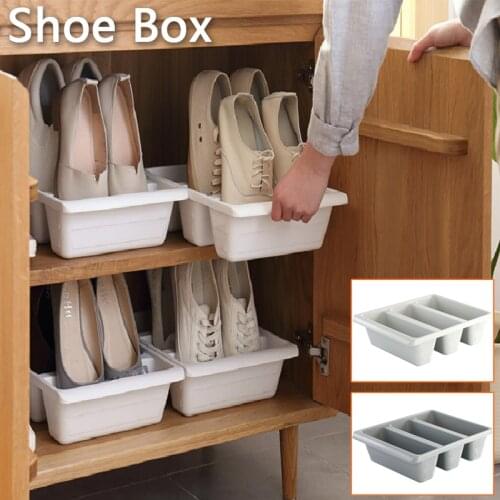 Creative Vertical Shoe Box Japanese Plastic Three Shoe Rack Multifunctional Organize Container Space Saving Closet Storage Case