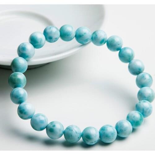Top Natural Blue Larimar Bracelet Jewelry For Woman Man Crystal Round Beads Water Pattern Stone Stretch AAAAA 7mm 8mm 9mm 10mm