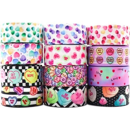 10 Yards 1" 25MM Grosgrain Ribbon Love Valentines Day Printed Ribbon For Hair Bows DIY Crafts Handmade Accessories Y2021010802