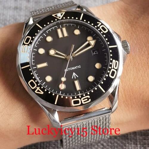 BLIGER Automatic Men Watch 41mm Yellow Marks 24 Jewels NH35A MIYOTA 8215 Movement Date Rotating Bezel Ring Solid Back