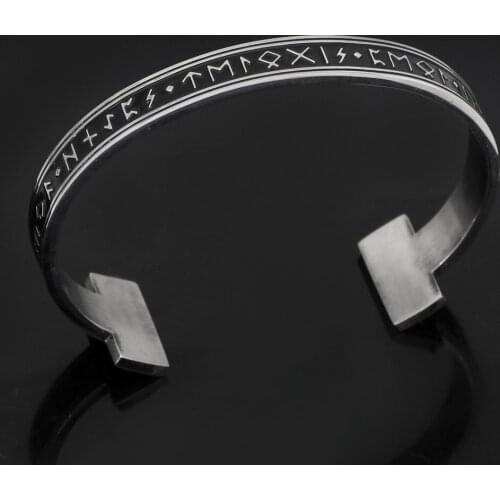 Stainless Steel Men Bracelet Nordic Handmade Viking Rune Titanium Steel Never Fading Adjustable Bracelet Amulet Jewelry Hot New