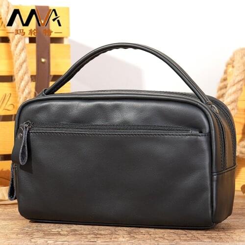 Mens Clutch Leather Business Clutch Super Soft Large Capacity Toiletry Bag Leather Casual Clutch Male 7460