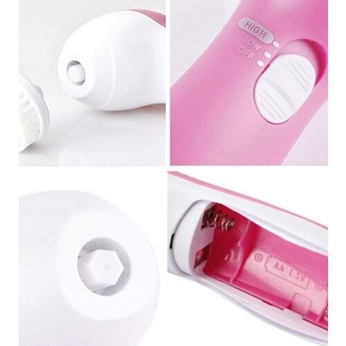 5 in 1 Electrical Facial Brush Cleaner Set Rolling Massager with Makeup Sponge Skin Polishing Stone SANA889