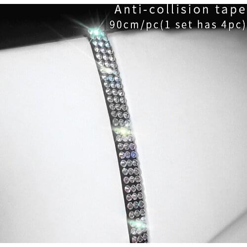 Crystal Car Stickers and Decals Door Anti-collision Strip Bling Rhinestone Scratch-resistant Interior Accessories 4pcs 90cm