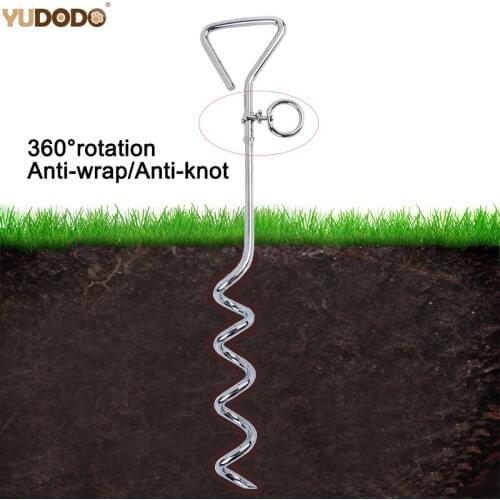 Stainless Iron Outdoor Dog Fixed Pile Spiral Anti Wrap Knotting Meadow Dog Nail Durable Pet Accessory Dog Leash Tied For Camping