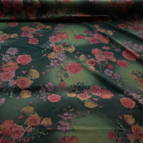 Autumn Cloud Fabrics Heavy Grapeney Rose Printed Silk Mulberry