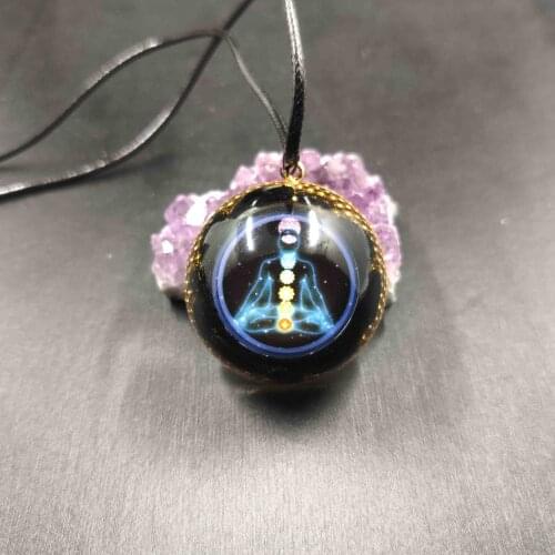 Handmade Orgonite Pendant Sri Yantra Necklace Obsidian Natural Crystal Energy Chakra Jewelry EMF Protection Healing Orgone