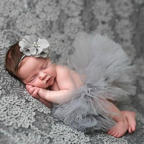 Newborn Baby Girl Skirt Flower Headband Studio Photography Costume Props