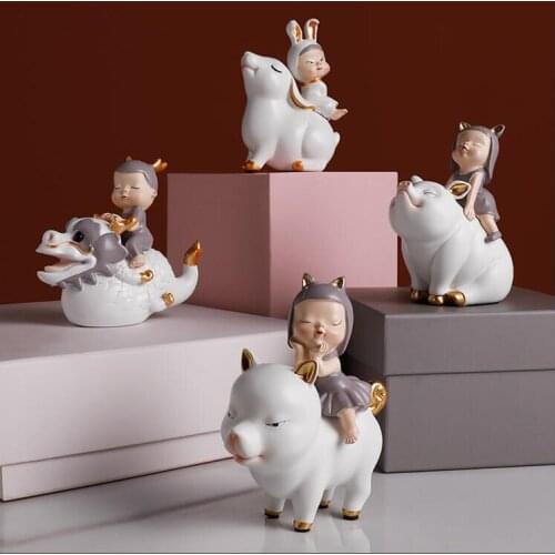 Simple Modern Creative Resin Zodiac Ornaments Crafts Home Livingroom Coffee Table Figurines Decoration Wedding Birthday Gifts