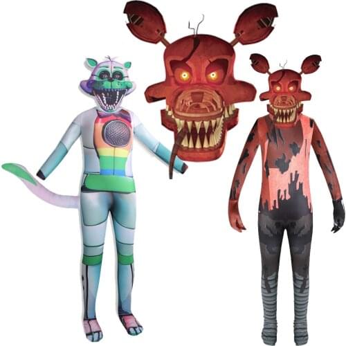 Terror Game FNAF Cosplay Costume Nightmare Bear Rabbit Cosplay Halloween Easter Bodysuit for Boys and Girls Anime Cosplay