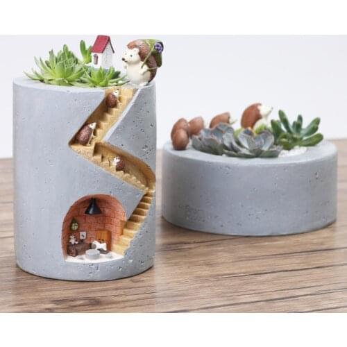 Creative Animal Resin Flowerpot Succulents Planter Water Planting Container Rabbit Hedgehog Decorative Pot Desktop Ornament