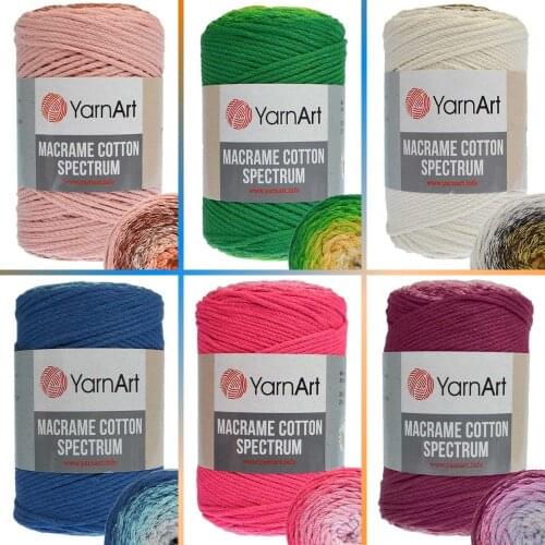 Macrame Rope - 225 Meters - 250g - 19 Color - Polyester - YarnArt Macrame Cotton Spectrum - Patterned - Accessory Materials, Bag, Basket, Amigurumi, Thread, Cord, Wall Decoration, Placemat, Thread, Home Textile - DIY