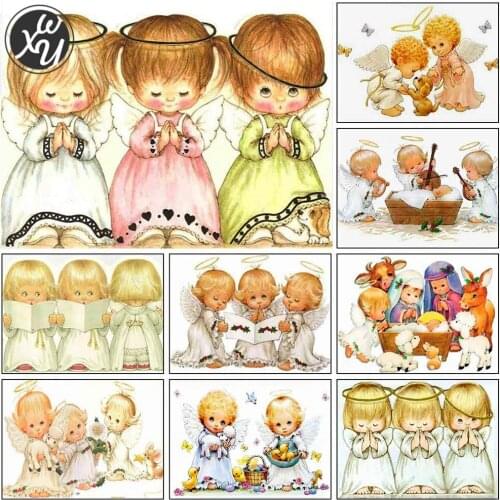 WEIWEI Diamond Painting Little Angel Square Round Drill 5D Mosaic Kit Embroidery Cross Stitch Handmade Products for Family Decor