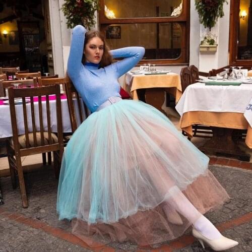 2020 New Color Tulle Women Skirts Long Tiered Ruffled Formal Party Skirt Prom Dress Skirts юбка mujer faldas