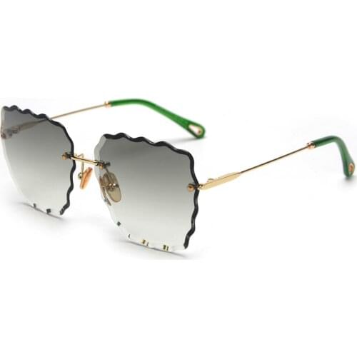 Veshion Women Rimless Sunglasses Female 2020 Fashion Style Brown Green Big Square Sun Glasses for Ladies Accessories Uv400