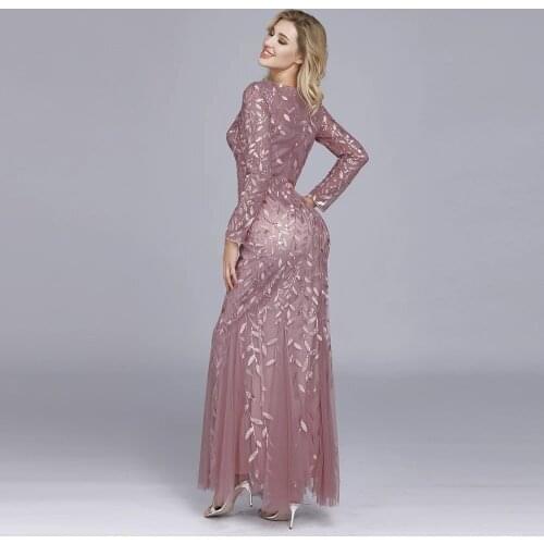 Plus Size Evening Dresses Mermaid O Neck Full Sleeve Lace Appliques Tulle Long Party Gown Robe Soiree Elegant Formal Dress