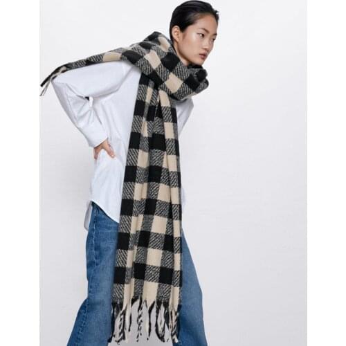 Winter Scarf Women Soft Cashmere Scarves Wraps Tassel Shawl Thicken Warm Unisex Basic Blanket Tartan Plaid Pashmina Stoles