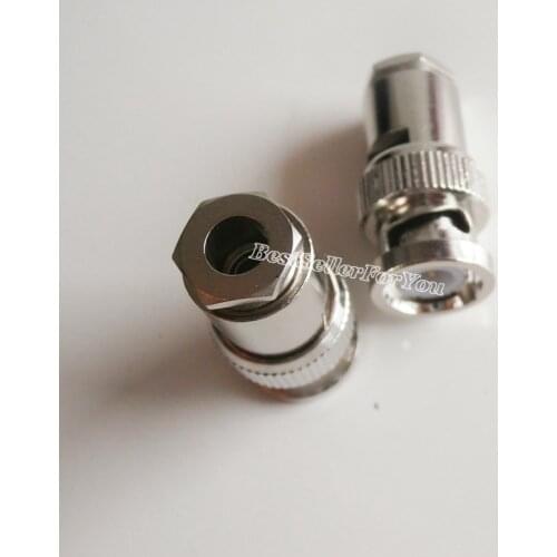 10Pcs/SET RF Connector BNC male plug clamp RG58 RG142 LMR195 RG400 cable straight CCTV