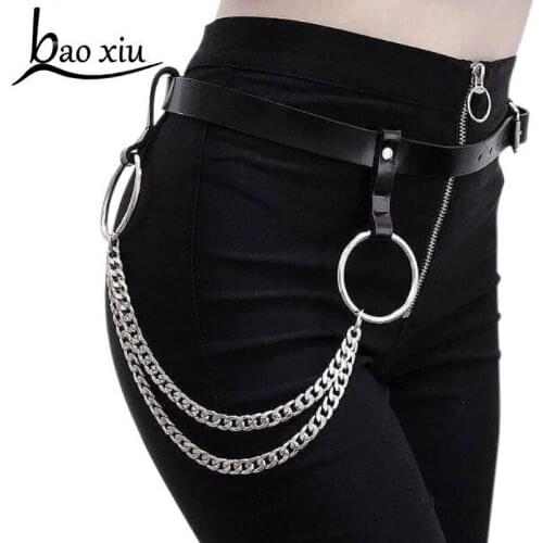 2019 Long Metal Big ring Chain Rock Punk Trousers Hipster Pant Jean Keychain Ring Clip Keyring HipHop beads Accessories