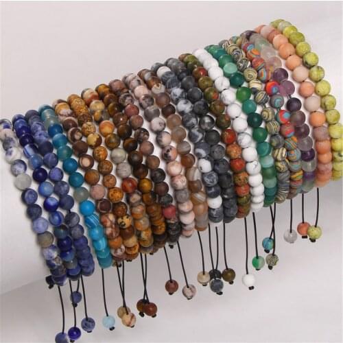 6mm Matte Natural Stone Tiger Eye Agates Onyx Healing Beads Braided Bracelet Adjustable for Women Men Energy Bracelet Jewelry