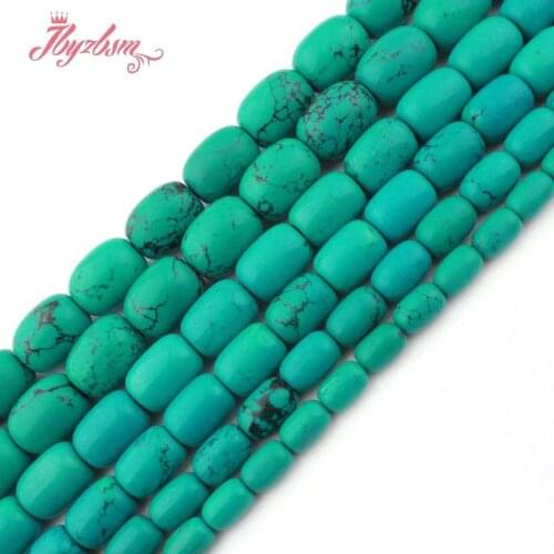 8x12,10x14,13x18mm Blue Column Turquoises Beads Natural Stone Beads For DIY Necklace Jewelry Making Strand 15" Free Shipping
