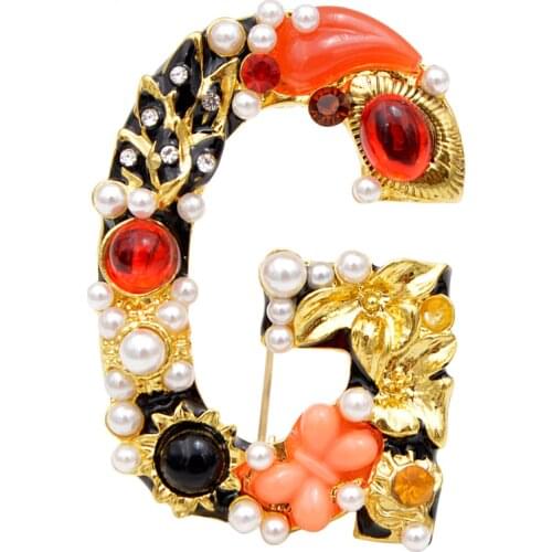 CINDY XIANG Baroque Style Pearl Rhinestone Letter Brooch Alphabet Brooches for Women Design A S D M R G Good Gift