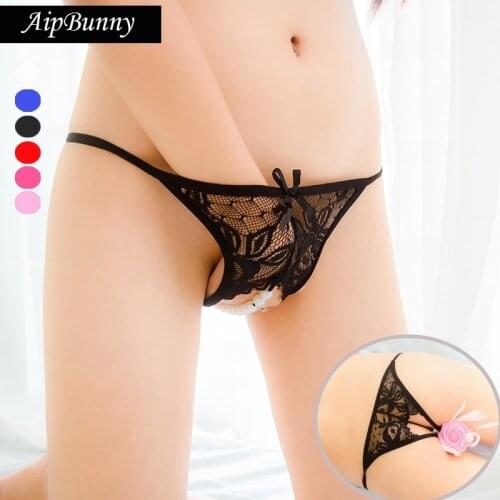 AipBunny Hot Sexy Women Lace Lingerie G-String Pearl Massage Panties Female Underwear Panty Thong Briefs Sex Love