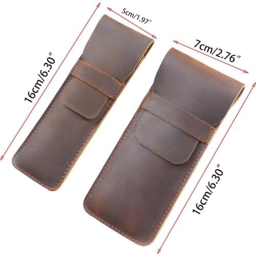 K92C Exquisite Mini Vintage Leather Pen Pocket Small/Large Retro Pen Pouch for Women Men Office Travel Business Giveaway