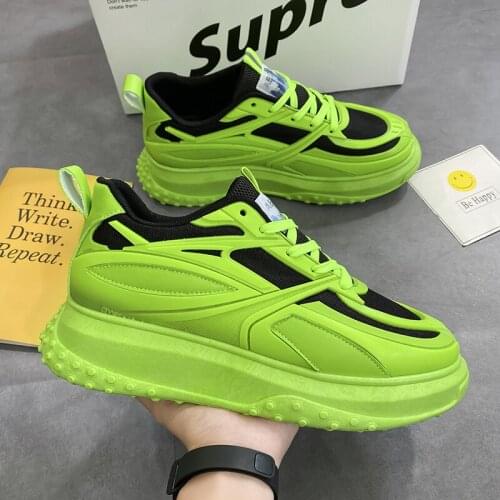 Autumn Green Mens Platform Sneakers Breathable Casual Chunky Shoes Men Sneakers Harajuku Dad Shoes Male Footwear Basket Homme