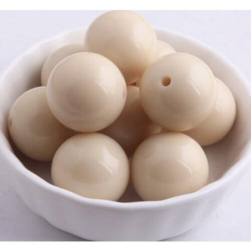 Kwoi vita Ivory Color Chunky 20MM 100pcs A lot Acrylic Solid Gumball Beads for Bubble Chunky Little Girl