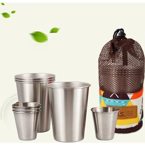 Stainless Steel Cup Shatterproof Beer Drinking Cups Camping BBQ Metal Mug