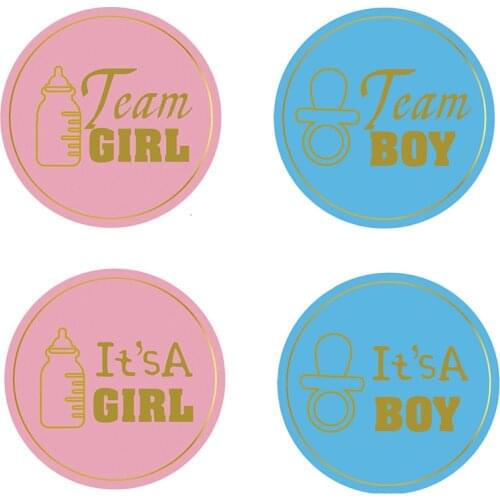 12 Pcs Team Boy Team Girl Stickers Decoration Baby Shower Supplies Its Boy or Girl Vote Gift Bag Sticker for Gender Reveal Party